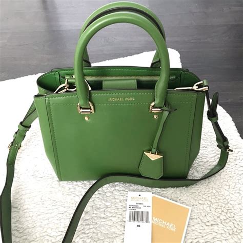 michael kors benning medium green logo|Benning medium leather satchel .